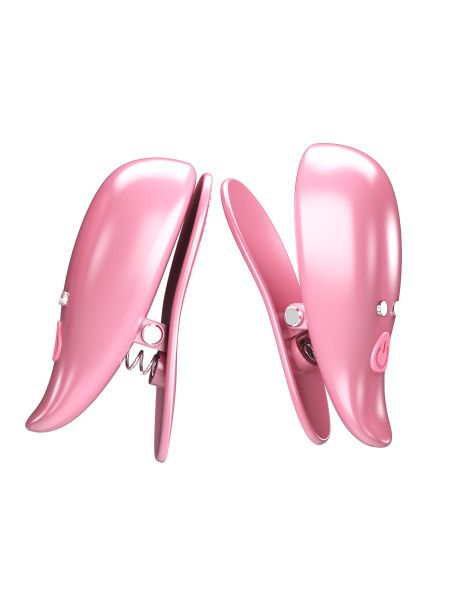 Вібростимулятори-затискачі для сосків Pretty Love Leaf, рожеві, 5.1 х 1.9 см
