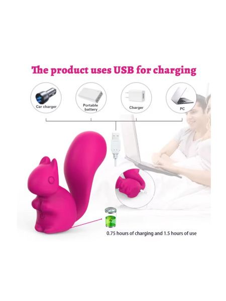 Міні-вібратор кліторальний Every Night Toys Debbie у формі білочки фіолетовий, 10 режимів вібрації