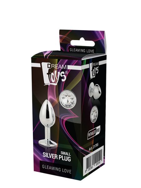 Dt21785 анальна пробка з каменем GLEAMING LOVE SILVER PLUG SMALL