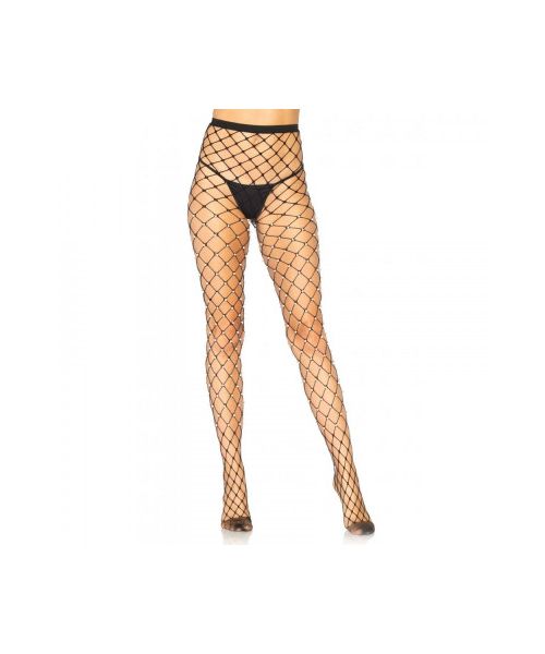 Колготки у сітку з перлами чорні Leg Avenue Faux pearl fence net tights O/S