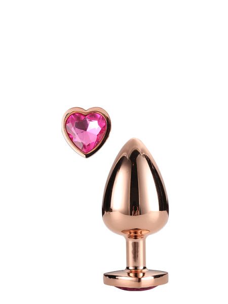 Dt21789 анальна пробка з серцем GLEAMING LOVE ROSE GOLD PLUG SMALL