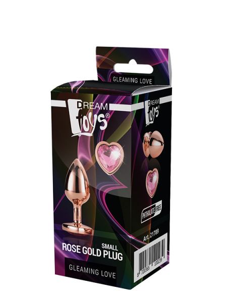 Dt21789 анальна пробка з серцем GLEAMING LOVE ROSE GOLD PLUG SMALL