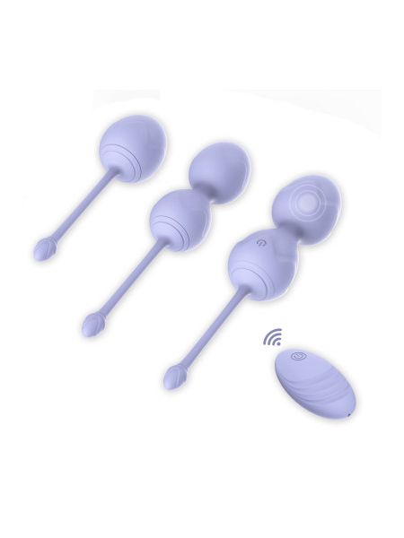 Набір вагінальних віброкульок Every Night Toys Lela, 3 шт, з дистанційним пультом, бузковий
