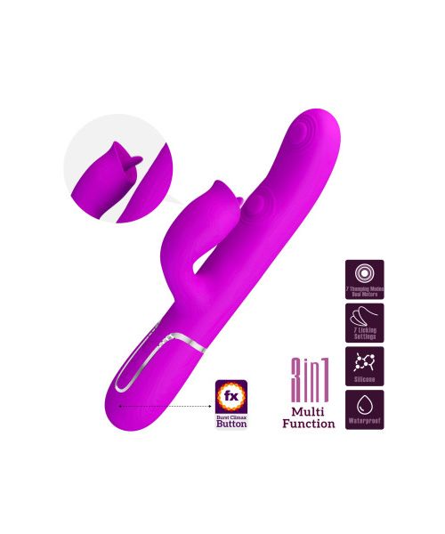 Вібратор-кролик PRETTY LOVE Gigiс з стимулятором язичком, рожевий, 22.8 х 3.4 см
