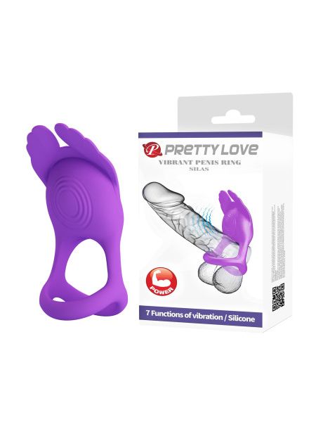 Ерекційне віброкільце з крильцями PRETTY LOVE Silas 7 режимів, фіолетове