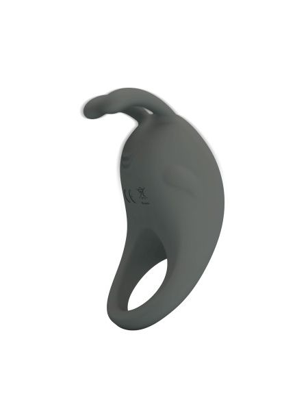 Ерекційне віброкільце PRETTY LOVE Master Ring з вусиками для клітора, сіре, 7.5 х 4 см