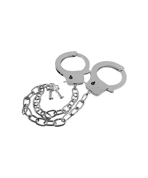 Металеві наручники GP Metal Handcuffs на довгому ланцюжку, сріблясті