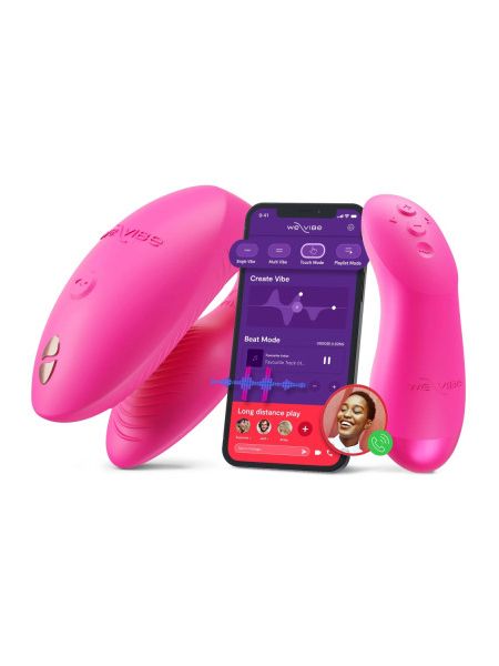 Вібратор для пар We-Vibe Chorus Pro Electric Pink з пультом і додатком, рожевий
