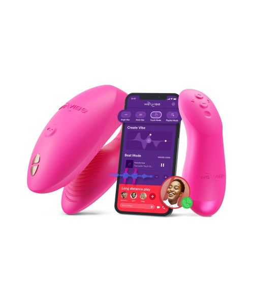 Вібратор для пар We-Vibe Chorus Pro Electric Pink з пультом і додатком, рожевий