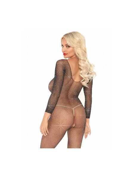 Боді з рукавами в сіточку зі стразами Leg Avenue Fishnet sleeved bodystocking O/S