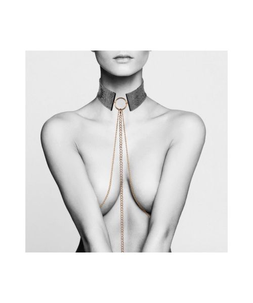 Намисто-нашийник з ланцюжком Bijoux Indiscrets чорне, 59 см