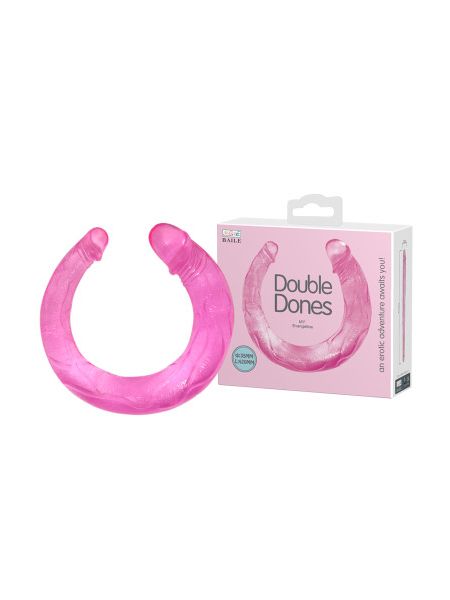 Двосторонній фалоімітатор BAILE Double Dones, рожевий, 42 × 3,5 см