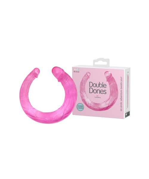 Двосторонній фалоімітатор BAILE Double Dones, рожевий, 42 × 3,5 см