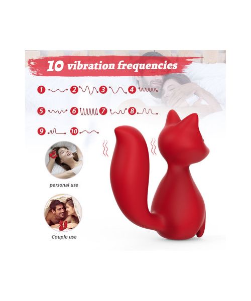 Міні-вібратор кліторальний Every Night Toys Doris у формі лисиці червоний, 10 режимів вібрації