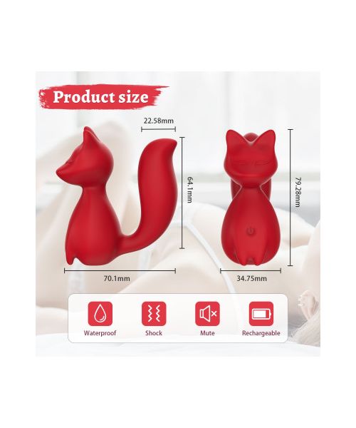 Міні-вібратор кліторальний Every Night Toys Doris у формі лисиці червоний, 10 режимів вібрації