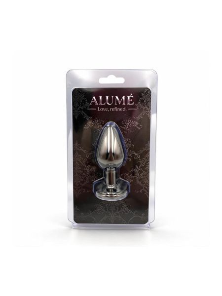 Анальна пробка, S, ALUME, чорна, з кришталевим стразом округлої форми, 7.1 × 3.2 см