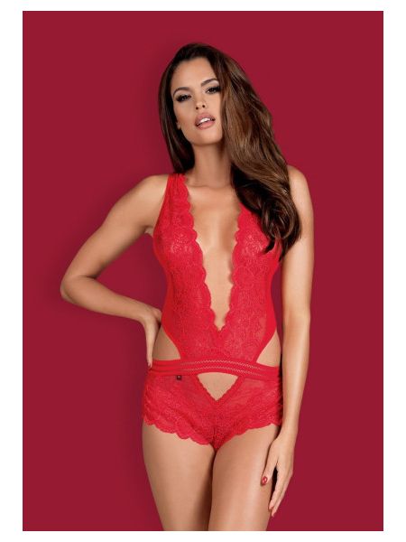 Мереживне боді Obsessive 853-TED-3 Teddy червоне, L-XL