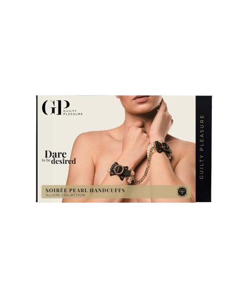 Наручники Guilty Pleasure Allure з перлами, чорно-золоті
