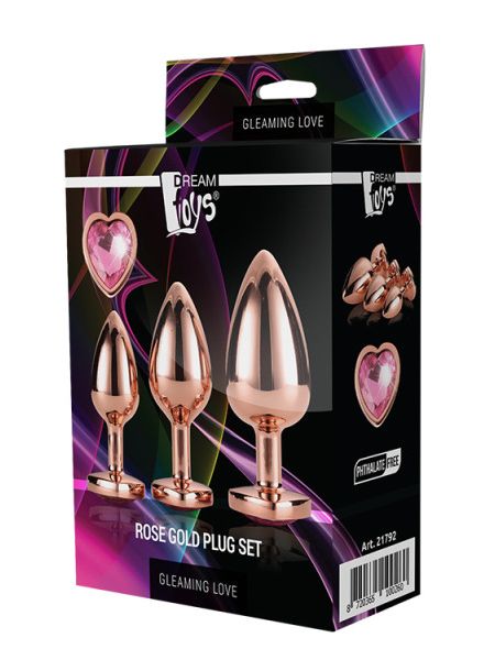 Dt21792 набір анальних пробок GLEAMING LOVE ROSE GOLD PLUG SET