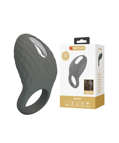 Ерекційне віброкільце PRETTY LOVE Master Ring Helious сіре, 8.6 х 4.6 см