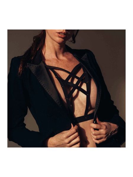 Портупея з перехресним плетивом на грудях MAZE Bijoux Indiscrets чорна, OS