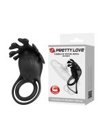 Ерекційне віброкільце PRETTY LOVE Ruben подвійне, чорне, 8.5 х 5.3 см