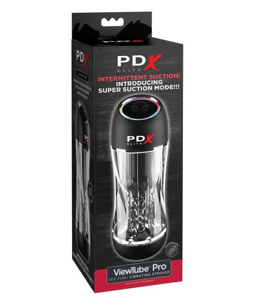 Мастурбатор Pipedream PDX Elit Viewtube Pro Clear з вібрацією та вакуумом, 23 см
