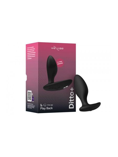 Анальна пробка з вібрацією We-Vibe Ditto+ Satin Black з пультом та керуванням з телефону