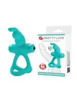 Ерекційне віброкільце з кроликом PRETTY LOVE Passionate Figgy силіконове, бірюзове