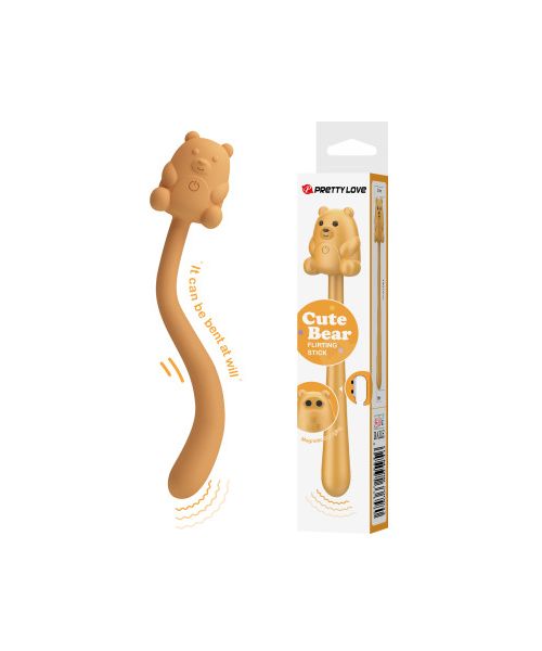 Міні-вібратор на паличці PRETTY LOVE Cute Bear гнучкий, жовтий, 13.3 х 1.2 см