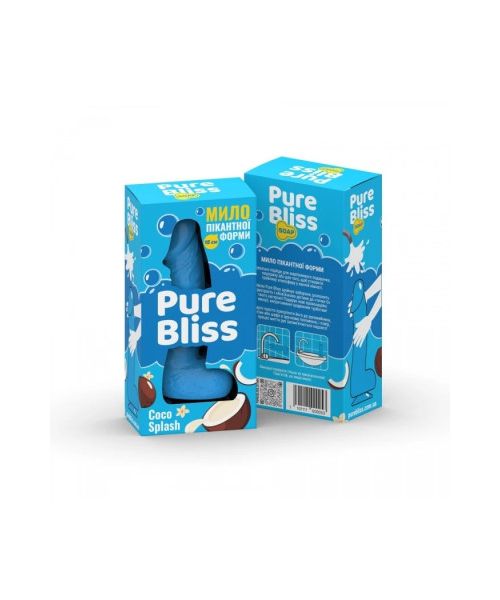 Мило у формі пеніса Pure Bliss Coco Splash з ароматом кокоса, блакитне, 15 см
