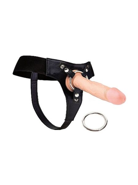 Трусики для страпону Ouch!, шкіряні, чорні, One Size