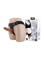 Реалістичний страпон на ременях з мошонкою BAILE, з вібрацією, 16 см