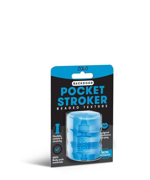 Мастурбатор 2 в 1 рельєфний Zolo Backdoor Pocket Stroke для орального сексу, блакитний