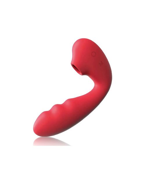 Вібратор для точки G BeYourLover Tara з вакуумною стимуляцією та підігрівом, червоний, 13 × 3,5 см