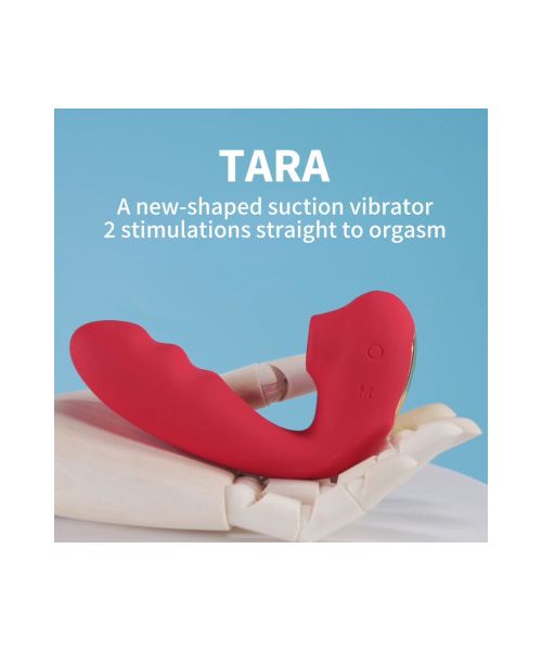 Вібратор для точки G BeYourLover Tara з вакуумною стимуляцією та підігрівом, червоний, 13 × 3,5 см