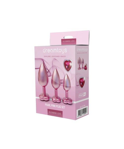 Набір із трьох анальних пробок Dream Toys Gleaming Love, розміри S, M, L, перламутрово-рожевий