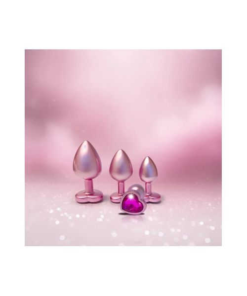 Набір із трьох анальних пробок Dream Toys Gleaming Love, розміри S, M, L, перламутрово-рожевий