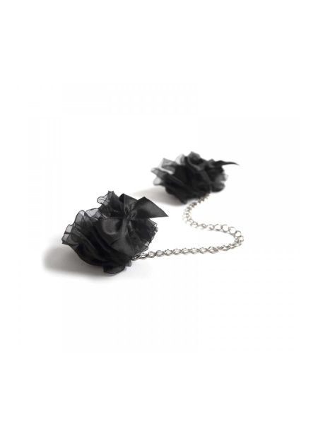 Наручники Bijoux Indiscrets Frou Frou з атласу та органзи, чорні, у подарунковій упаковці