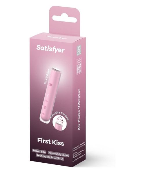 Вакуумний стимулятор Satisfyer First Kiss для клітора, рожевий, 12.5 х 2.5 см