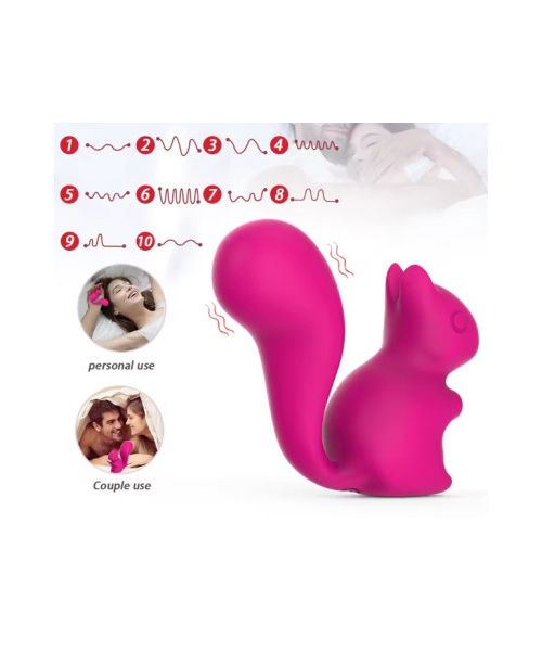 Міні-вібратор кліторальний Every Night Toys Debbie у формі білочки червоний, 10 режимів вібрації