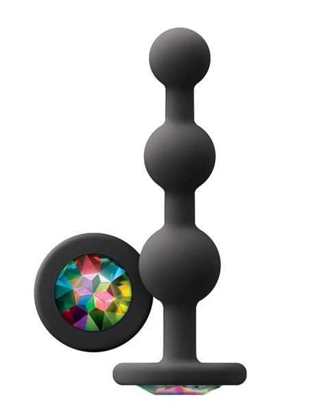 Анальна пробка з кристалом GLAMS RIPPLE RAINBOW Gem BLACK