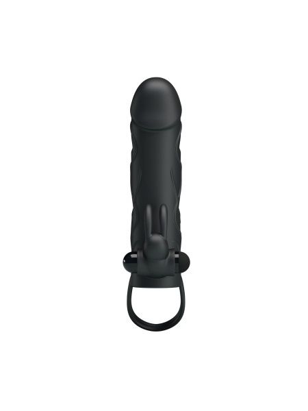 Вібронасадка на пеніс PRETTY LOVE Penis Sleeve, чорна, 12 × 3,3 см