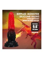 Фалоімітатор силіконовий Power Monsters Fire Dragon на присоску, чорно-червоний, 5,5 см × 24,5 см