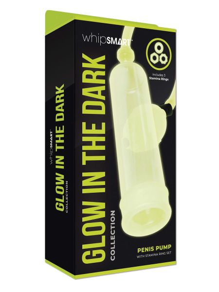 Помпа для члена Whipsmart Glow In The Dark 3 кільця в комплекті, що світиться в темряві, 23.5 см
