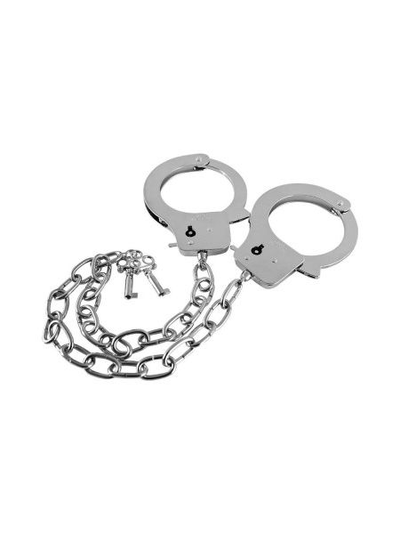 Металеві наручники GP Metal Handcuffs на довгому ланцюжку, сріблясті