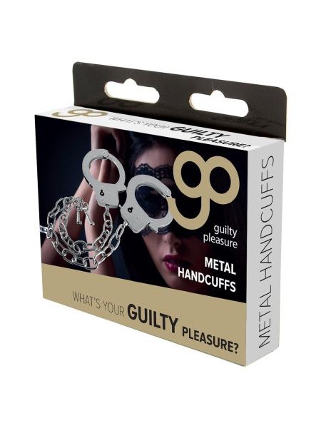 Металеві наручники GP Metal Handcuffs на довгому ланцюжку, сріблясті