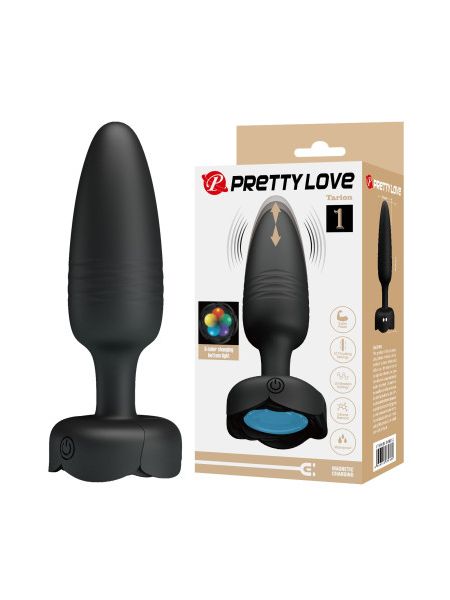 Анальний вібратор Pretty Love Tarion з мерехтливим підсвічуванням, чорний, 12.5 х 3.4 см