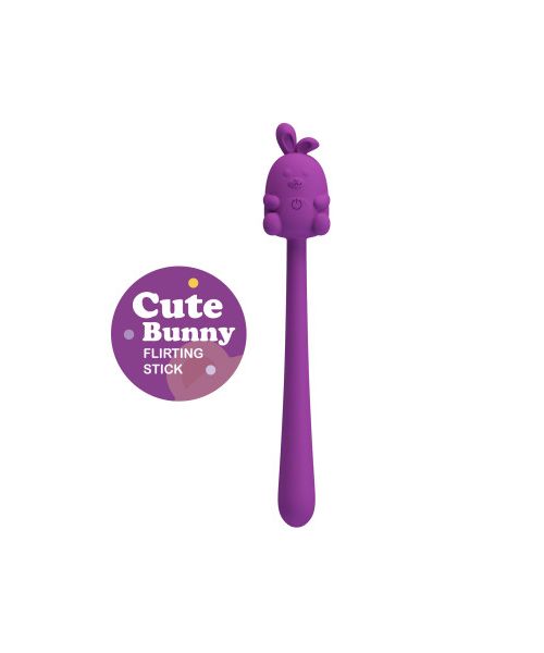 Міні-вібратор на паличці PRETTY LOVE Cute Bunny гнучкий, фіолетовий, 14.2 х 1.8 см