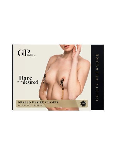 Затискачі для сосків Guilty Pleasure Draped Desire Clamps, чорно-золоті